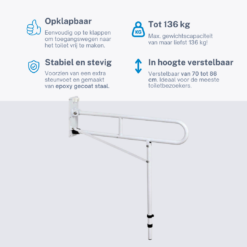 Alternative view of Homecare Toiletbeugel Opklapbaar met Steunvoet – Verstelbare Toiletsteun - Wit