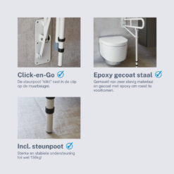 Homecare Toiletbeugel Opklapbaar met Steunvoet – Verstelbare Toiletsteun - Wit - Afbeelding 4