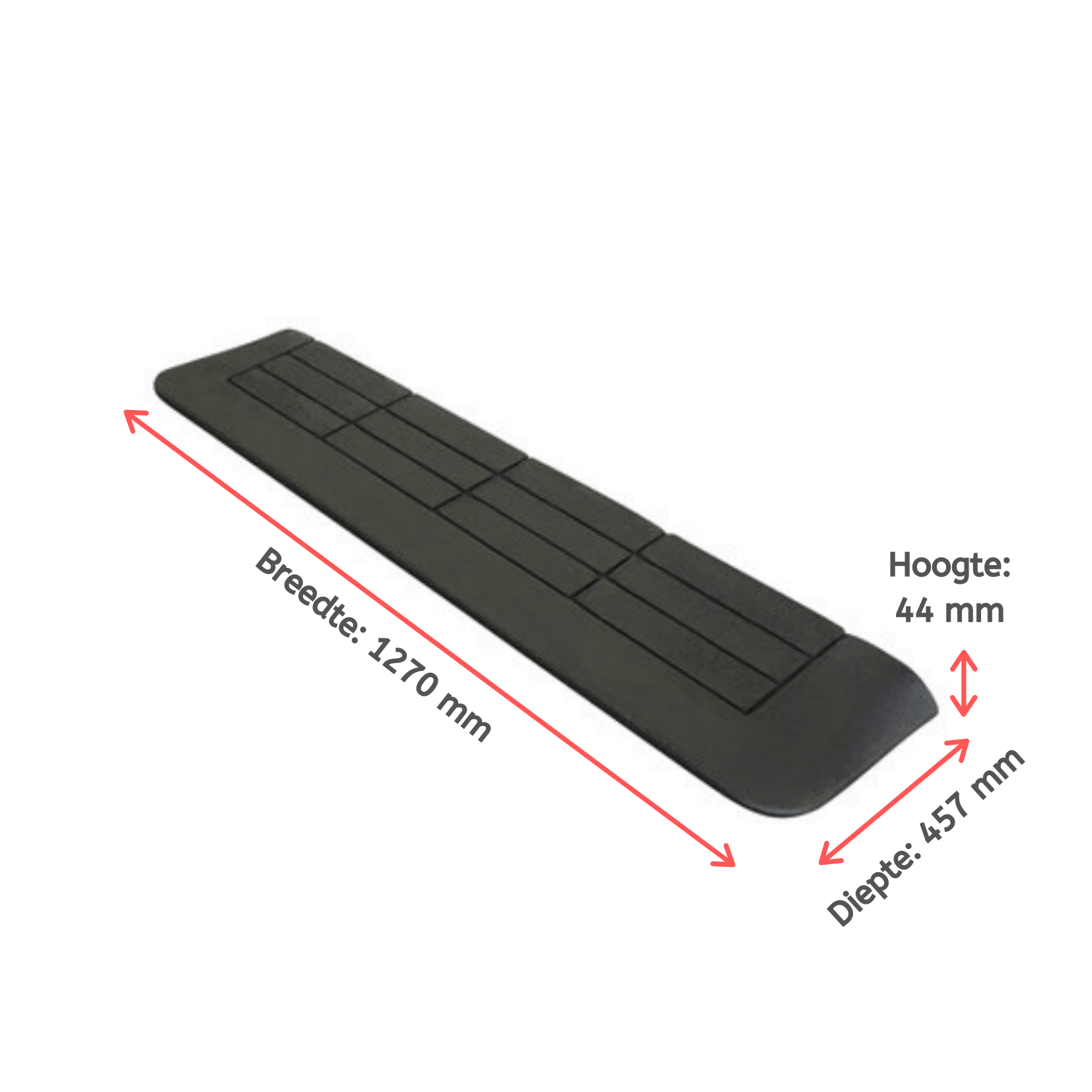Drempelhulp Rubber 44x457x1270 mm, 3-Zijdig Oprijdbaar - Afbeelding 3