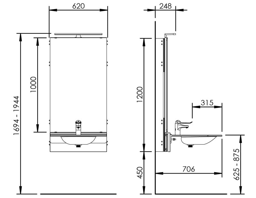 Basicline 433-15 - Elektrische wastafellift - Afbeelding 5