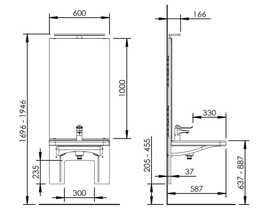 Basicline 401-10 - Handmatige wastafellift - Afbeelding 5