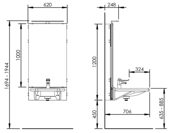 Basicline 433-03 - Elektrische wastafellift