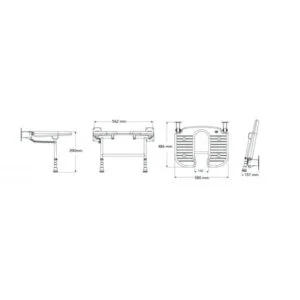 Douchezitje opklapbaar U-vorm - 58cm breed