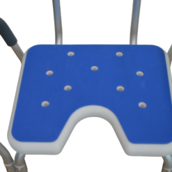 Douchestoel met Rugleuning en Armsteunen – Met Blauwe Anti-Slip Kussens – Verstelbaar Douchekrukje - Afbeelding 3