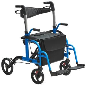Homecare Rollator en Transportrolstoel in 1 <span class="product-subtitle"> - Met Zitting en Voetsteunen - Blauw</span>