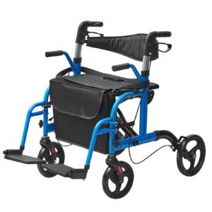 Homecare Rollator en Transportrolstoel in 1 <span class="product-subtitle"> - Met Zitting en Voetsteunen - Blauw</span>