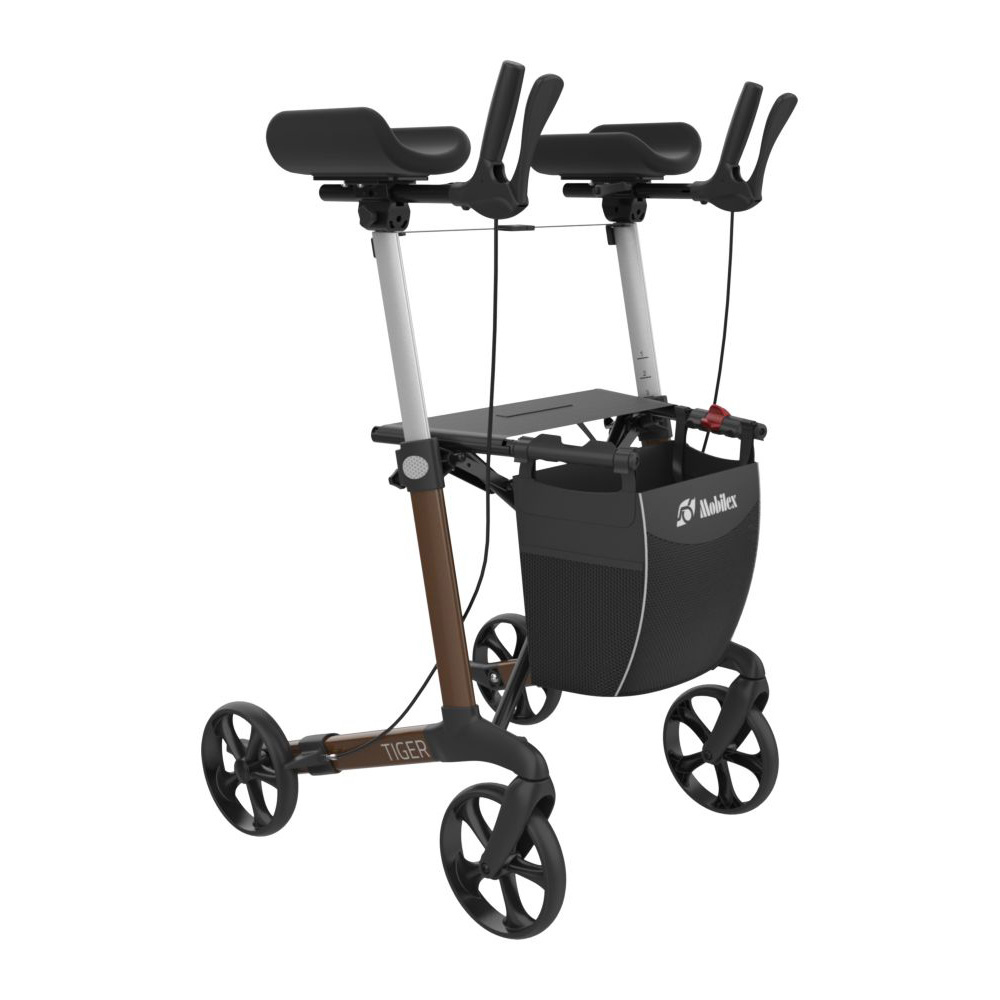 Rollator Tiger - met armsteunen - bruin