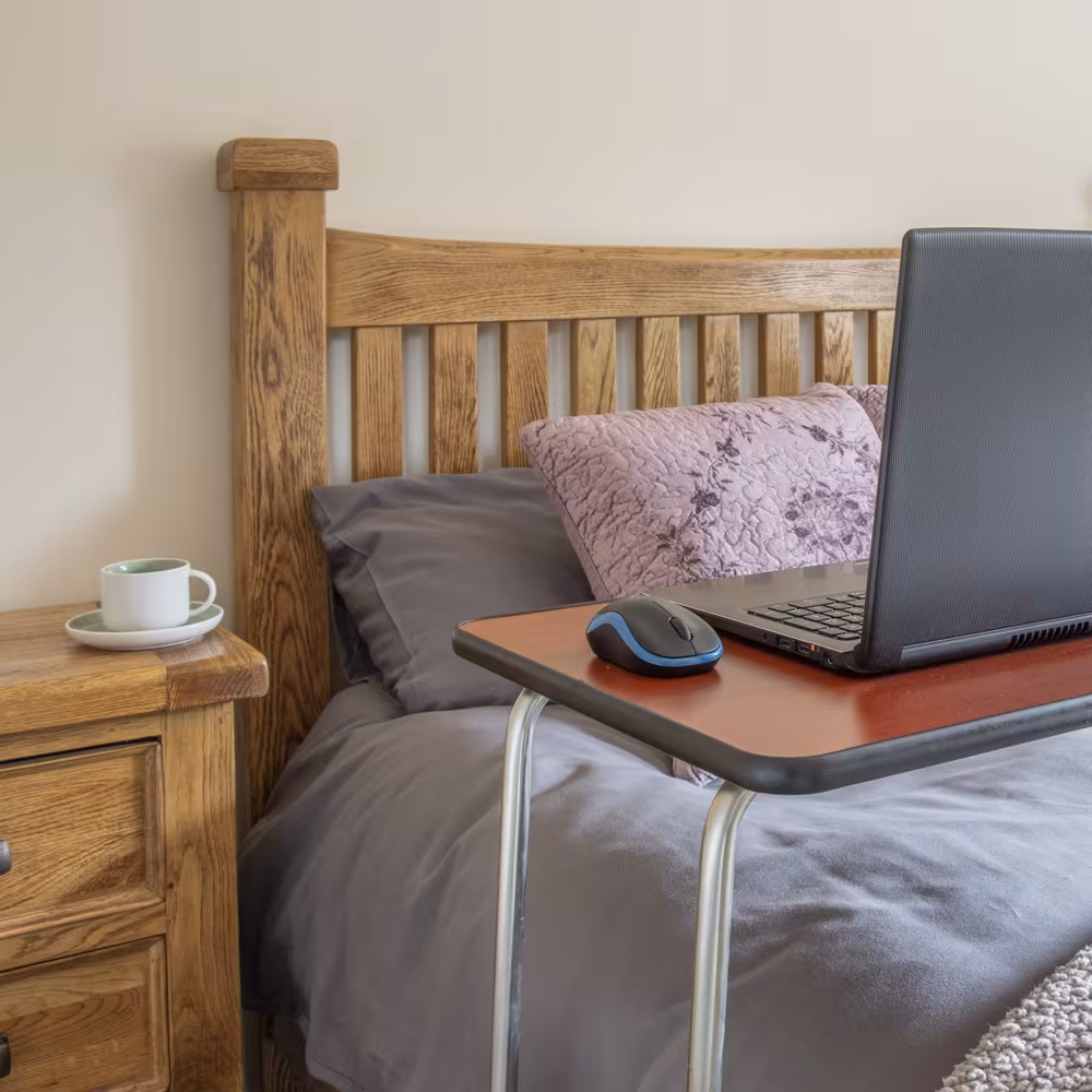 Verstelbare Bedtafel Op Wielen - Bruin - Afbeelding 5