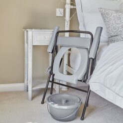 Opvouwbare Toiletstoel / Opvouwbare Postoel lichtgewicht - Grijs - Afbeelding 6