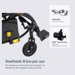 Lichtgewicht opvouwbare elektrische rolstoel - 12,5 kg - Carbon - Afbeelding 4