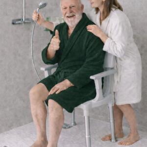 Luxe lichtgewicht douchestoel met afneembare armleuning & rugleuning - Wit Luxe lichtgewicht douchestoel met afneembare armleuning & rugleuning - Wit