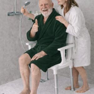 Luxe lichtgewicht douchestoel met afneembare armleuning & rugleuning - Wit Luxe lichtgewicht douchestoel met afneembare armleuning & rugleuning - Wit