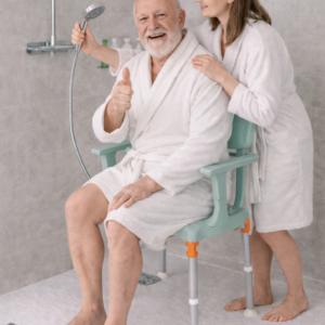 Luxe lichtgewicht douchestoel met afneembare armleuning & rugleuning - Wit Luxe lichtgewicht douchestoel met afneembare armleuning & rugleuning - Wit