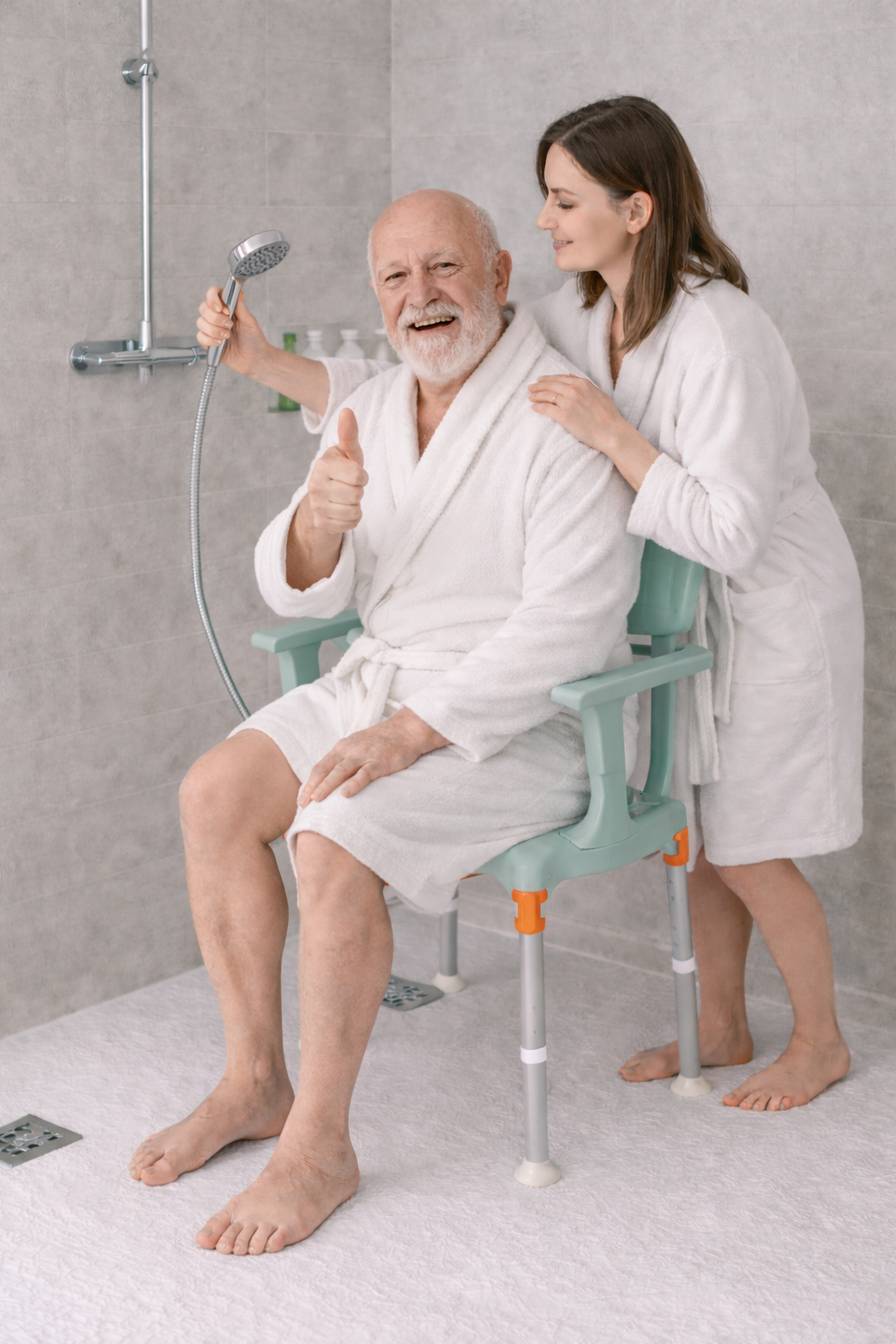 Luxe lichtgewicht douchestoel met afneembare armleuning & rugleuning - Wit