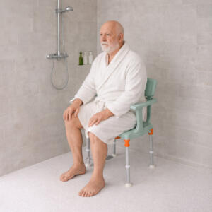 Luxe lichtgewicht douchestoel met afneembare armleuning & rugleuning - Groen