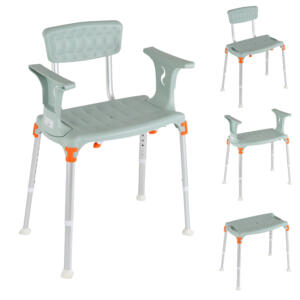 Luxe lichtgewicht douchestoel met afneembare armleuning & rugleuning - Groen Luxe lichtgewicht douchestoel met afneembare armleuning & rugleuning - Groen