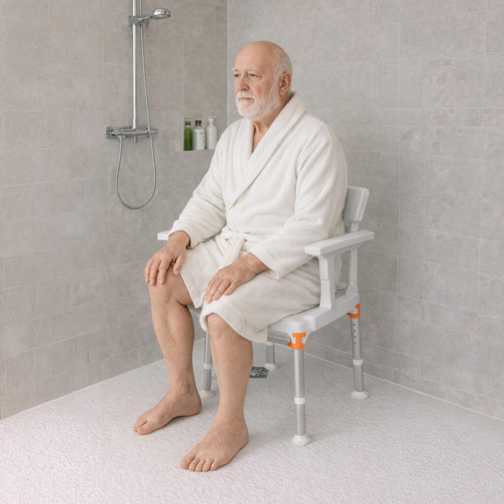 Luxe lichtgewicht douchestoel met afneembare armleuning & rugleuning - Groen