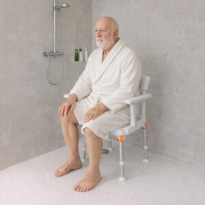 Luxe lichtgewicht douchestoel met afneembare armleuning & rugleuning - Groen