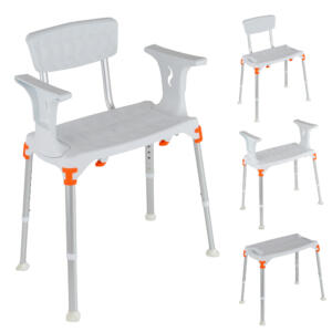 Luxe lichtgewicht douchestoel met afneembare armleuning & rugleuning - Wit Luxe lichtgewicht douchestoel met afneembare armleuning & rugleuning - Wit