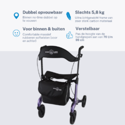Alternative view of Rollator Homecare – Dubbel opvouwbaar- Paars (5,8 kg)