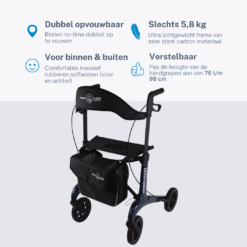 Alternative view of Rollator Homecare – Dubbel opvouwbaar- Blauw (5,8 kg)