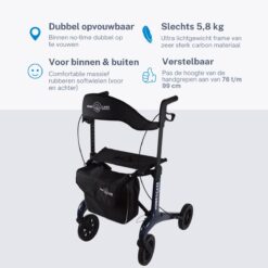 Alternative view of Rollator Homecare – Dubbel opvouwbaar- Blauw (5,8 kg)