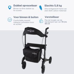 Alternative view of Rollator Homecare – Dubbel opvouwbaar- Zwart (5,8 kg)