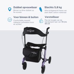 Alternative view of Rollator Homecare – Dubbel opvouwbaar- Paars (5,8 kg)