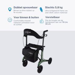 Alternative view of Rollator Homecare – Dubbel opvouwbaar- Groen (5,8 kg)