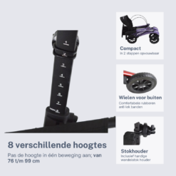 Rollator Homecare – Dubbel opvouwbaar- Paars (5,8 kg) - Afbeelding 3