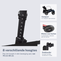 Rollator Homecare – Dubbel opvouwbaar- Blauw (5,8 kg) - Afbeelding 3