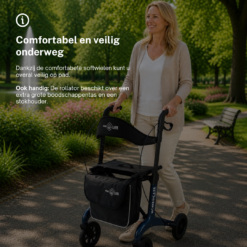 Rollator Homecare – Dubbel opvouwbaar- Blauw (5,8 kg) - Afbeelding 4