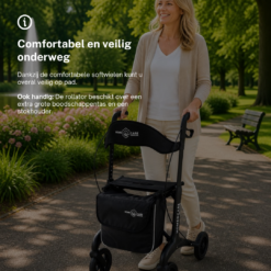 Rollator Homecare – Dubbel opvouwbaar- Zwart (5,8 kg) - Afbeelding 4