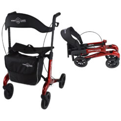 Rollator Homecare – Dubbel opvouwbaar- Rood (5,8 kg)