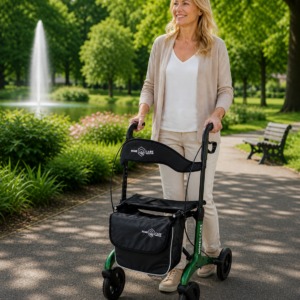 Homecare lichtgewicht Rollator van 5,8 kg – Carbon rollator tot 150 kg draaggewicht – Dubbel opvouwbaar en inclusief reistas - Blauw