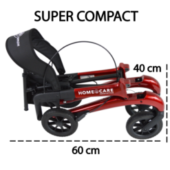 Rollator Homecare – Dubbel opvouwbaar- Rood (5,8 kg) - Afbeelding 5