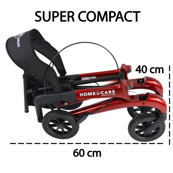 Rollator Homecare – Dubbel opvouwbaar- Rood (5,8 kg) - Afbeelding 5