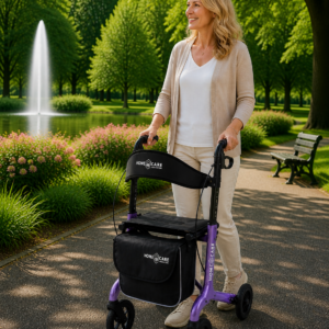 Homecare lichtgewicht Rollator van 5,8 kg – Carbon rollator tot 150 kg draaggewicht – Dubbel opvouwbaar en inclusief reistas - Blauw