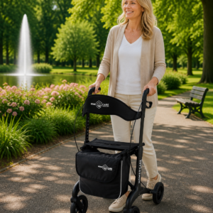 Homecare lichtgewicht Rollator van 5,8 kg – Carbon rollator tot 150 kg draaggewicht – Dubbel opvouwbaar en inclusief reistas - Blauw