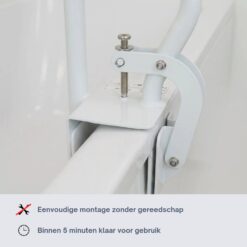 Homecare Innovation Badrandgreep – Badbeugel met klem – Zonder boren – Staal – 46 cm hoog – Tot 136 kg - Afbeelding 4