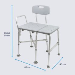 Homecare Innovation XXL Transferbank voor bad – Badtransferbank met rug- en armleuning – In hoogte verstelbaar – Tot 275 kg - Afbeelding 3