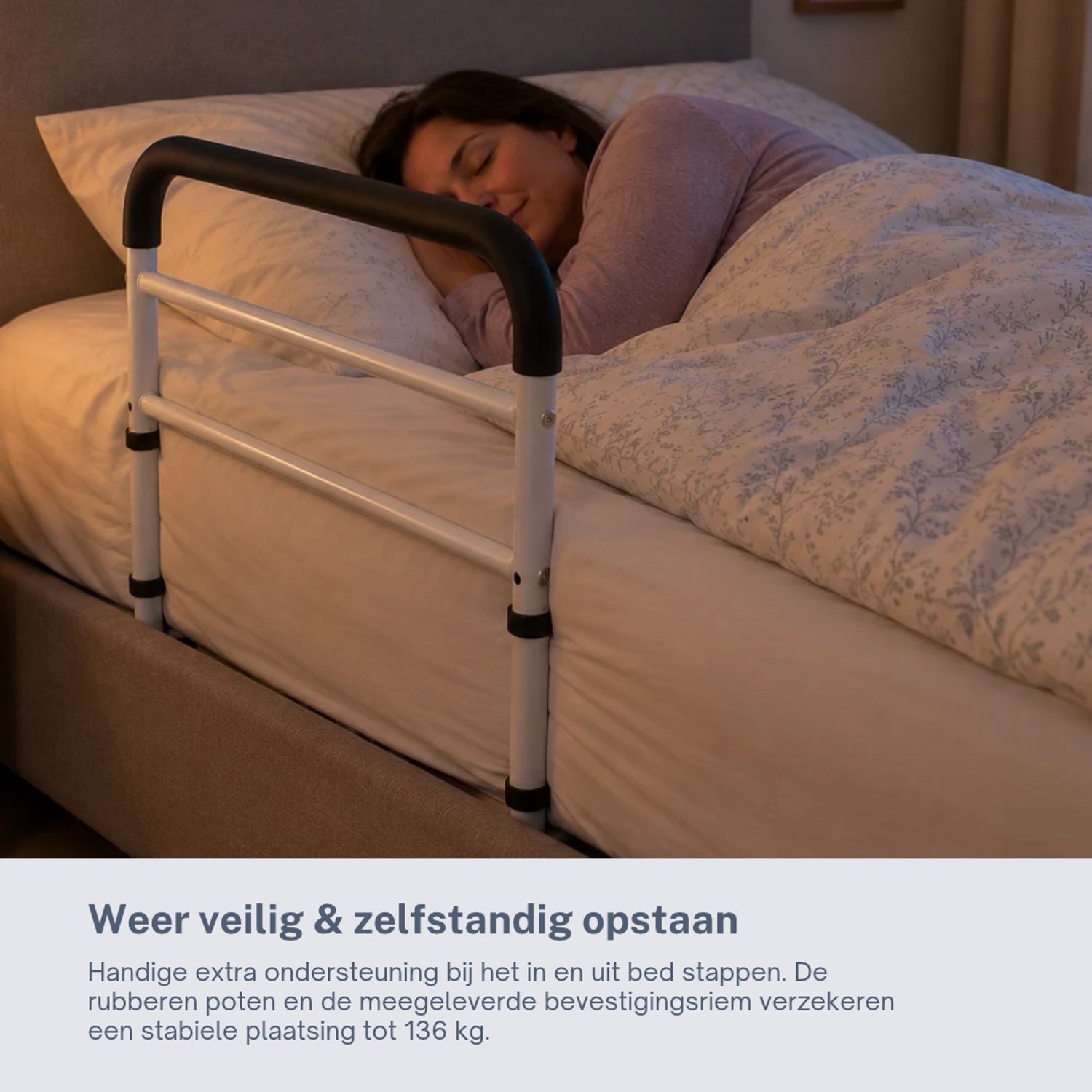 Homecare Innovation Bedbeugel met bevestigingsriem – Bedsteun / opstahulp voor bed – Montage zonder gereedschap – Tot 136 kg - Afbeelding 7