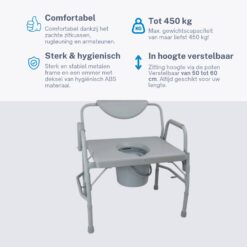 HomeCare Innovation XXL toiletstoel / postoel – bariatrisch – tot 450 kg – in hoogte verstelbaar – met emmer en deksel - Afbeelding 4