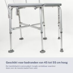 Homecare Innovation XXL Transferbank voor bad – Badtransferbank met rug- en armleuning – In hoogte verstelbaar – Tot 275 kg - Afbeelding 8